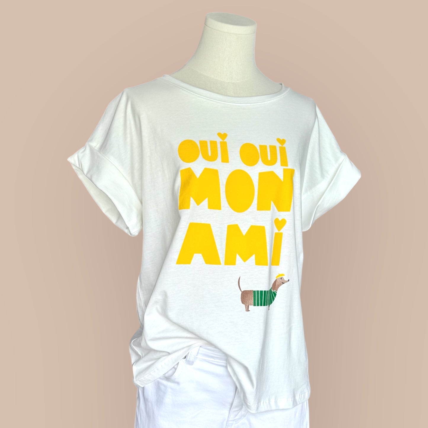 T-Shirt mit Dackel-Print „OUI OUI MON AMI“