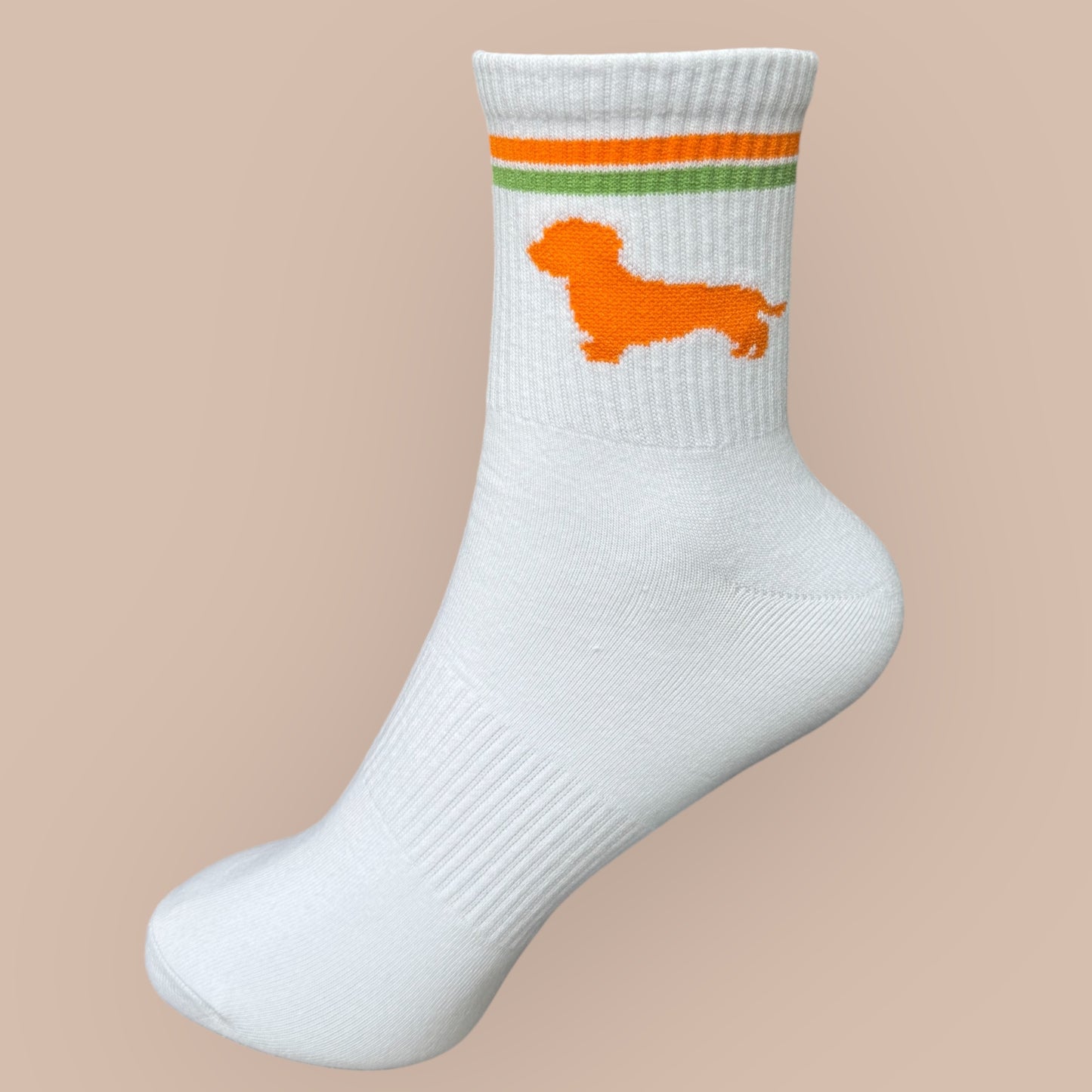 Socken mit Dackel in Trendfarben