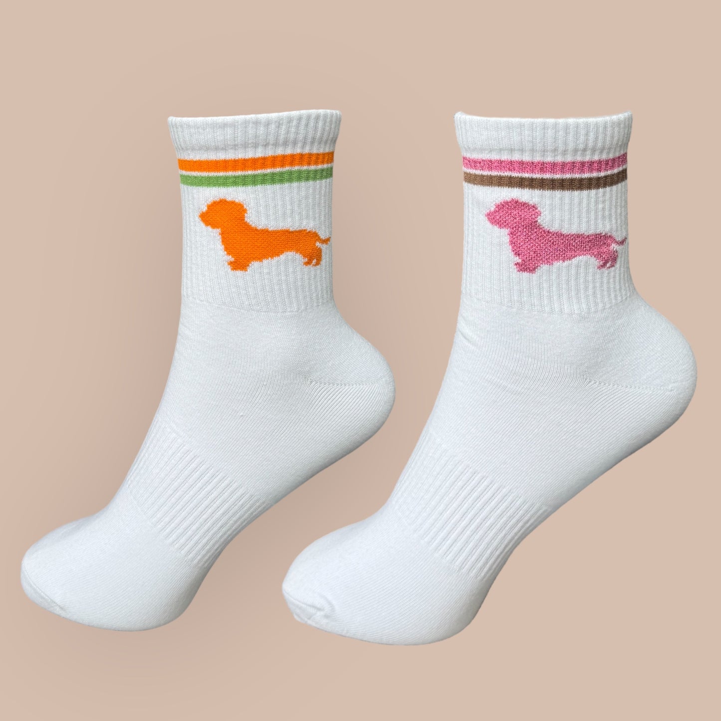 Socken mit Dackel in Trendfarben
