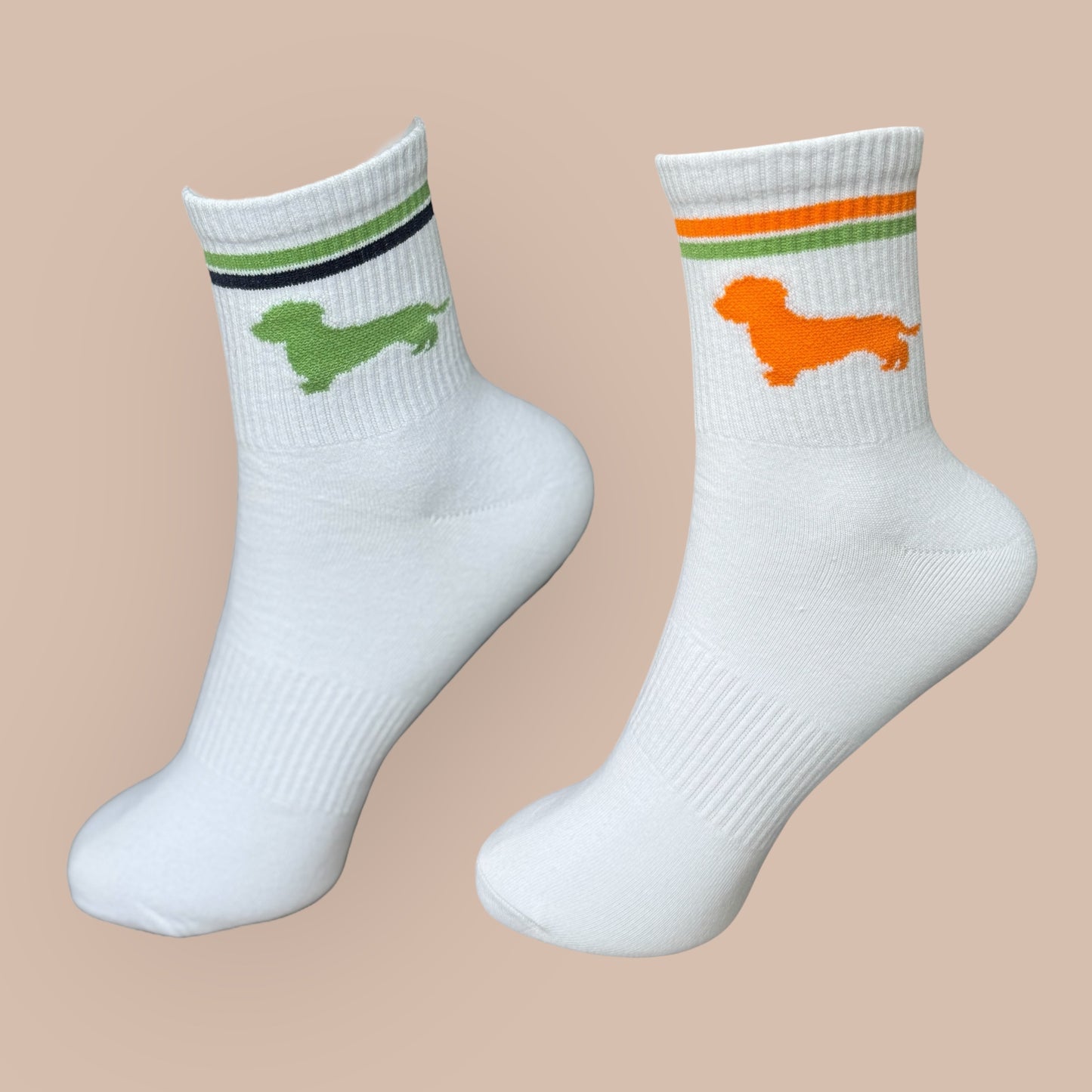Socken mit Dackel in Trendfarben