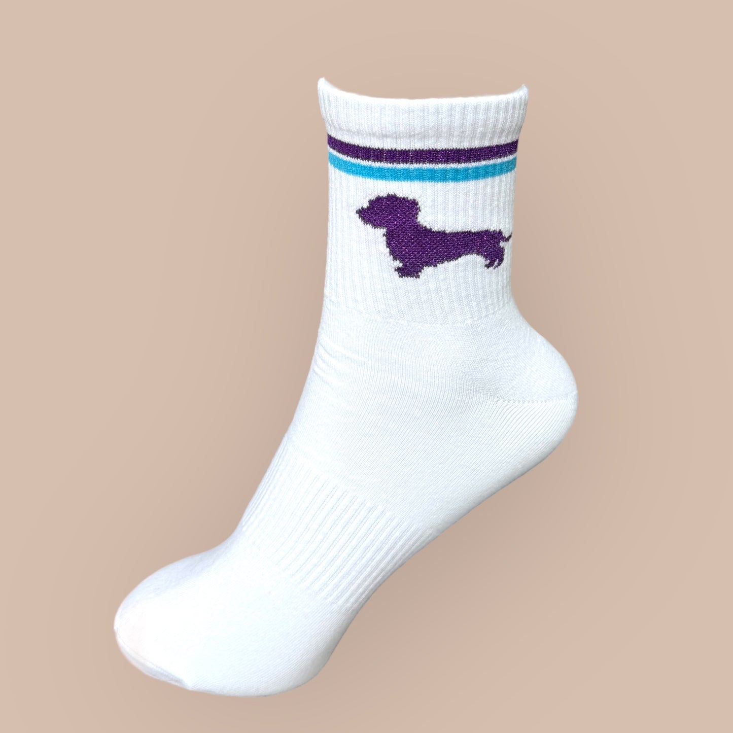 Socken mit Dackel in Trendfarben