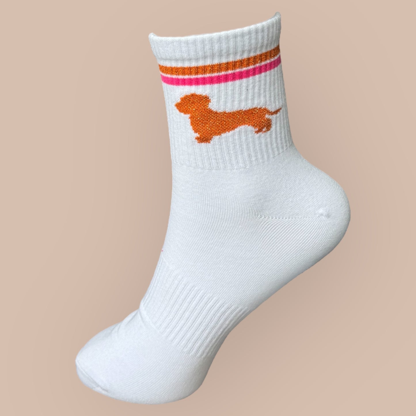 Socken mit Dackel in Trendfarben