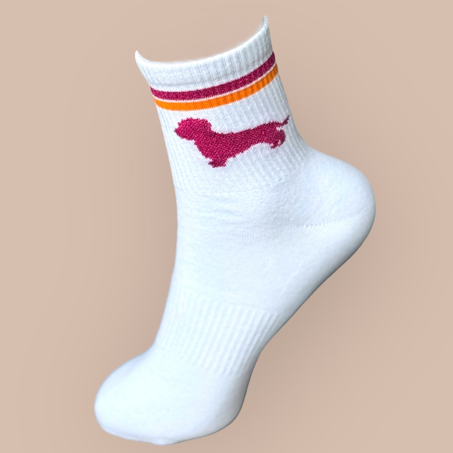 Socken mit Dackel in Trendfarben