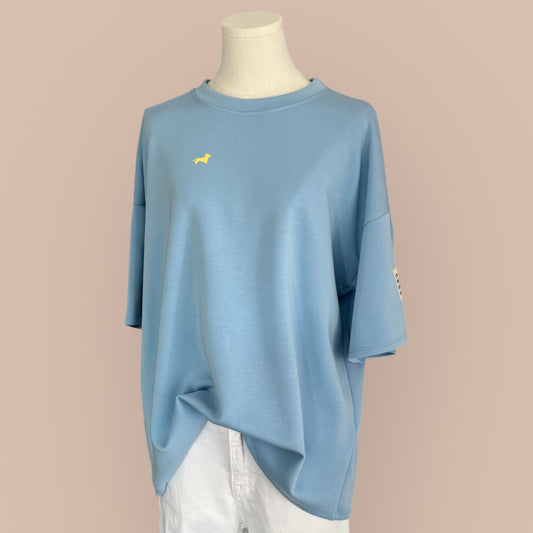 Sweater Kurzarm SuperSoft mit Dackel-Stick in Wunschfarbe