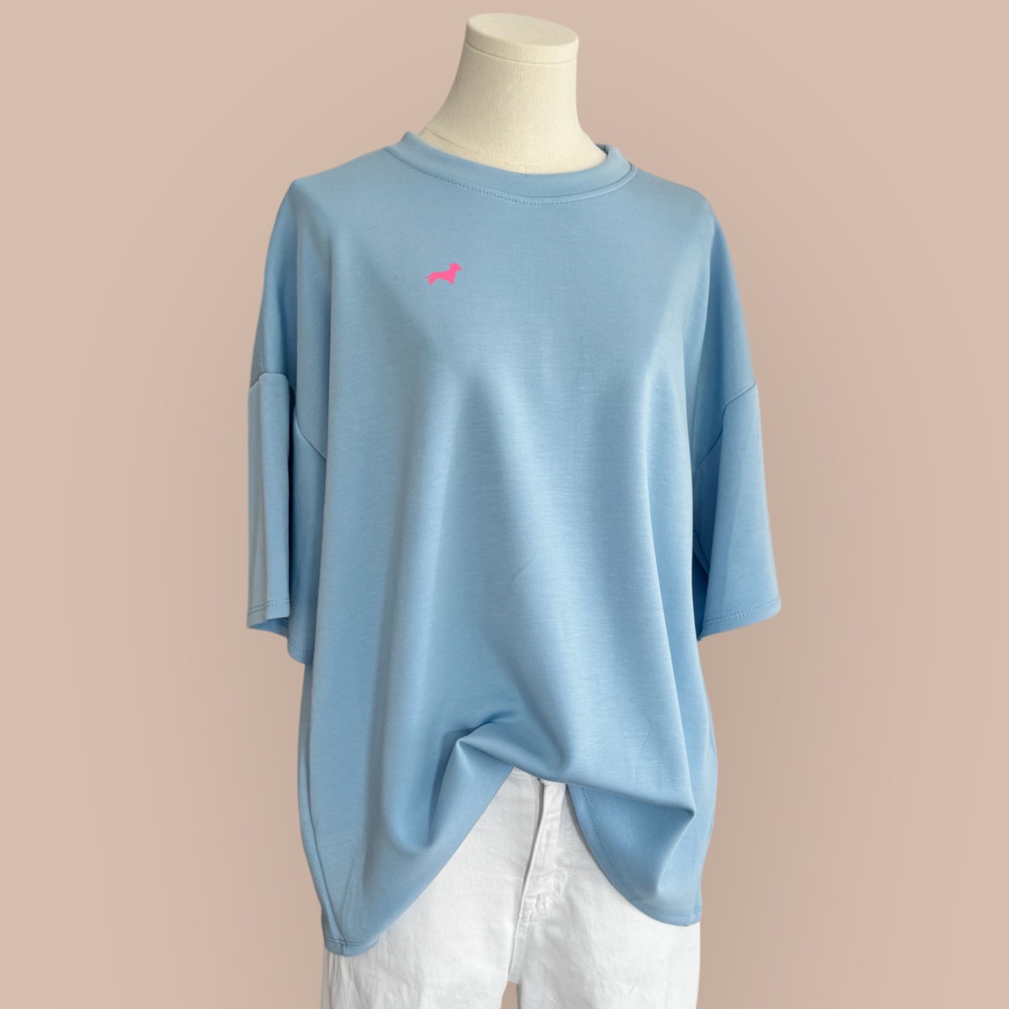 Sweater Kurzarm SuperSoft mit Dackel-Stick in Wunschfarbe