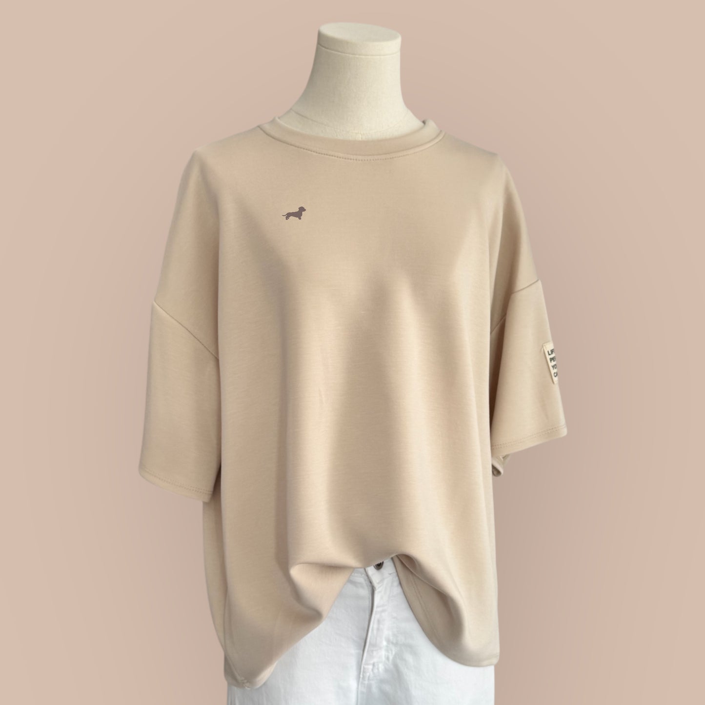 Sweater Kurzarm SuperSoft mit Dackel-Stick in Wunschfarbe