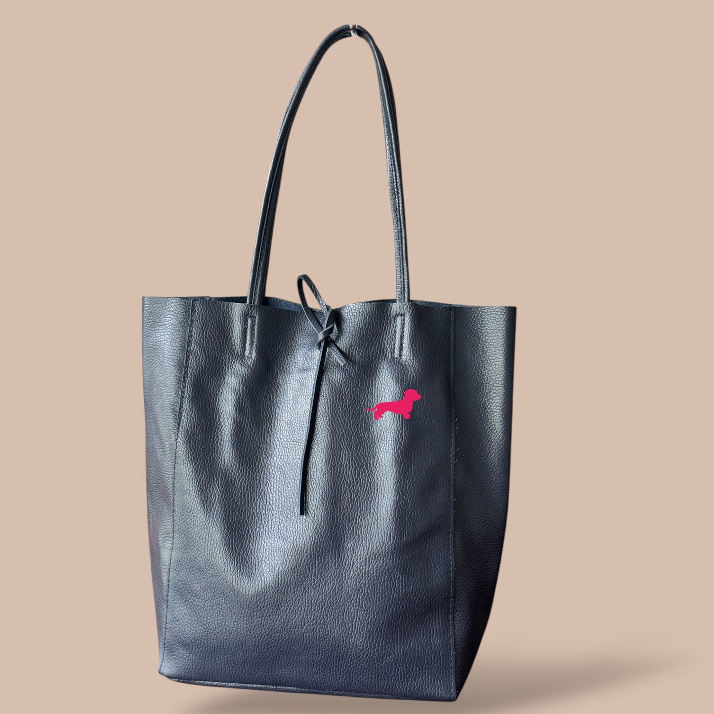 Leder Shopper mit Dackel in Wunschfarbe
