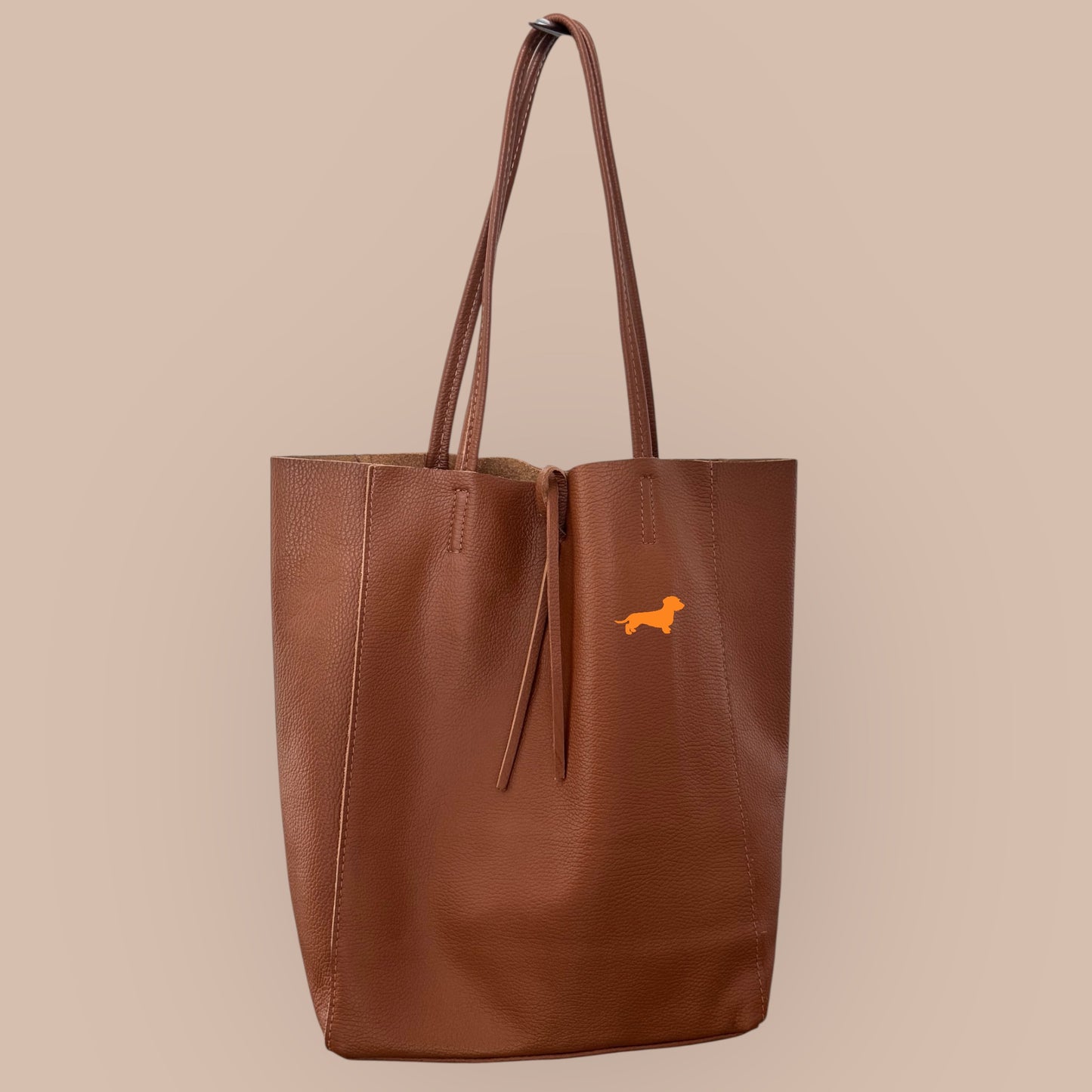 Leder Shopper mit Dackel in Wunschfarbe