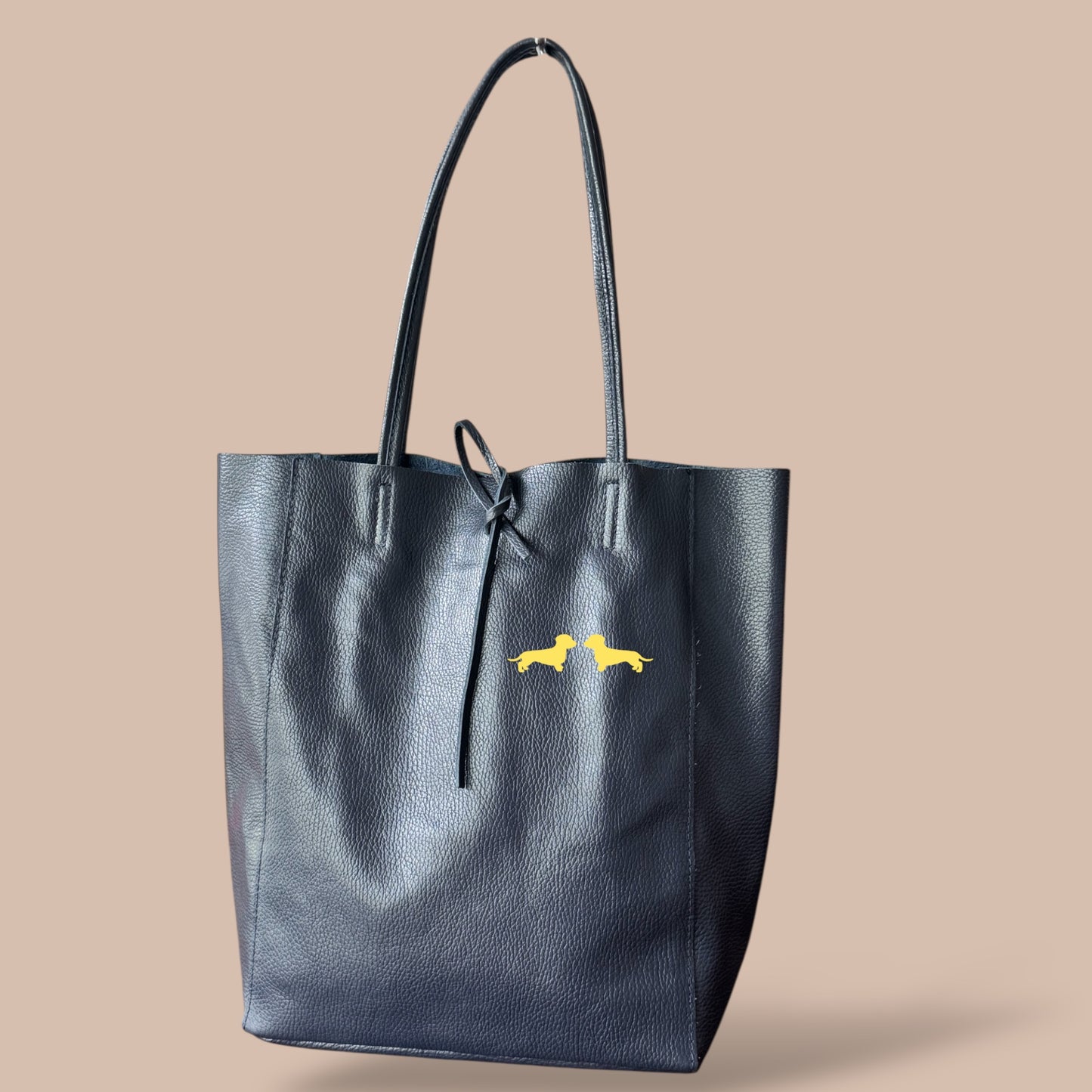 Leder Shopper mit Dackel in Wunschfarbe