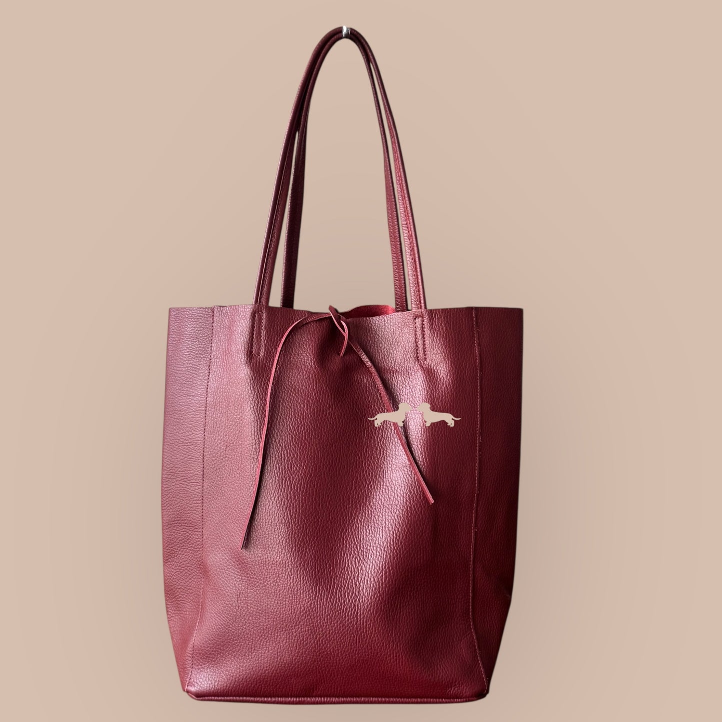 Leder Shopper mit Dackel in Wunschfarbe