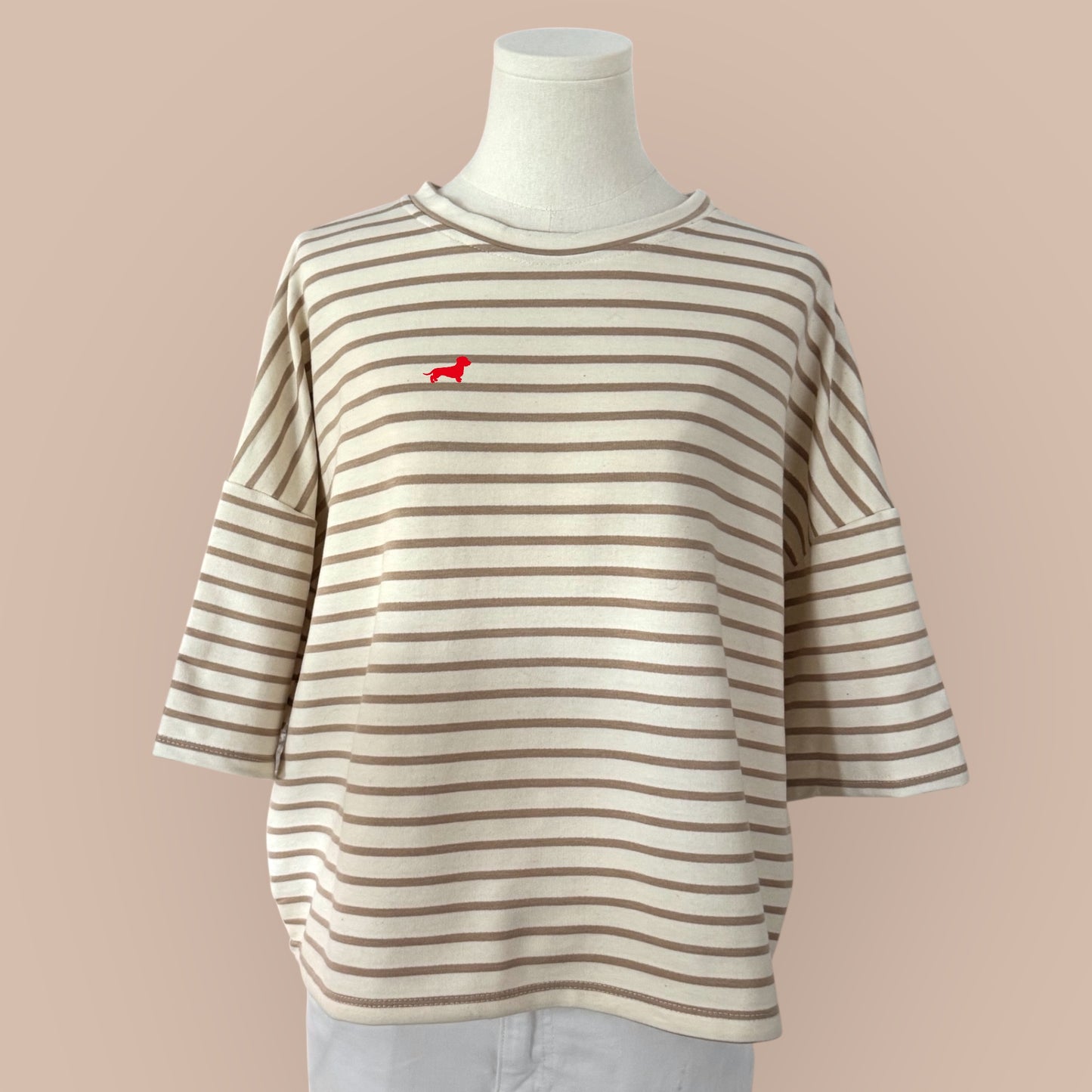 Sweatshirt gestreift mit Dackel in Wunschfarbe