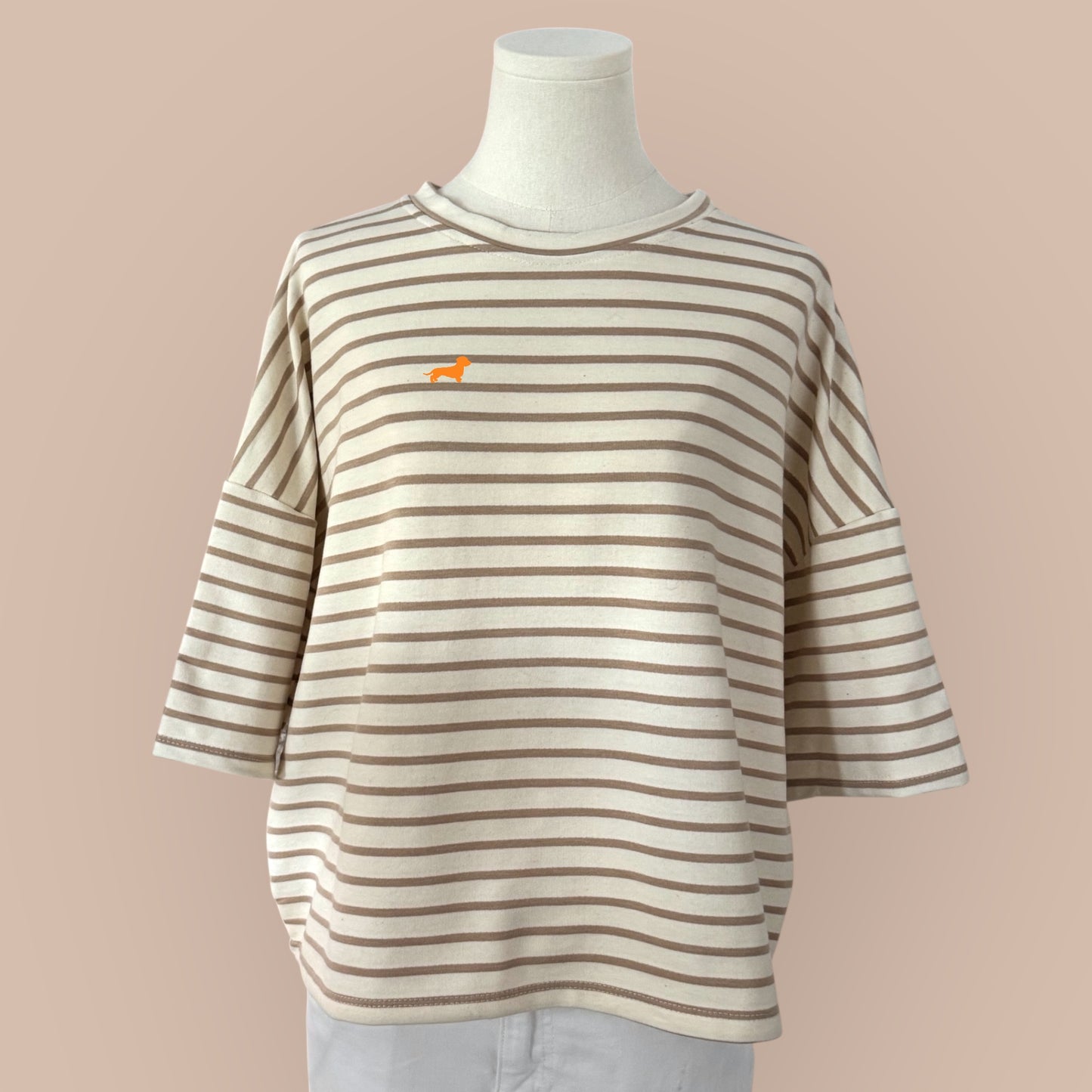 Sweatshirt gestreift mit Dackel in Wunschfarbe