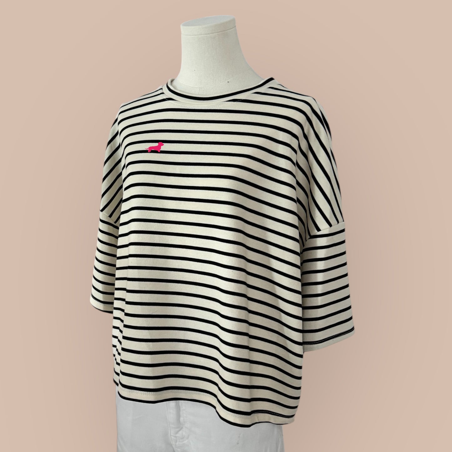 Sweatshirt gestreift mit Dackel in Wunschfarbe