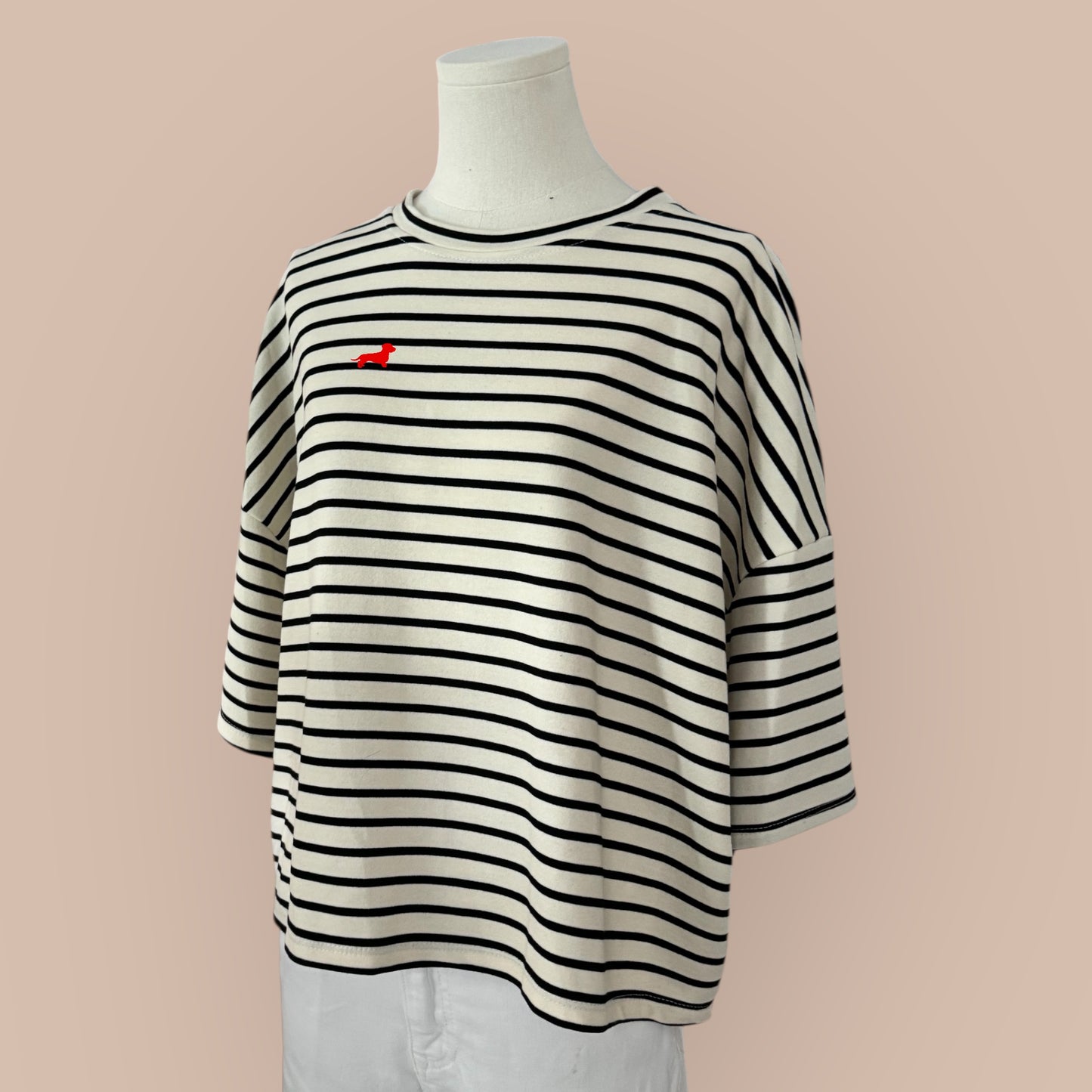 Sweatshirt gestreift mit Dackel in Wunschfarbe