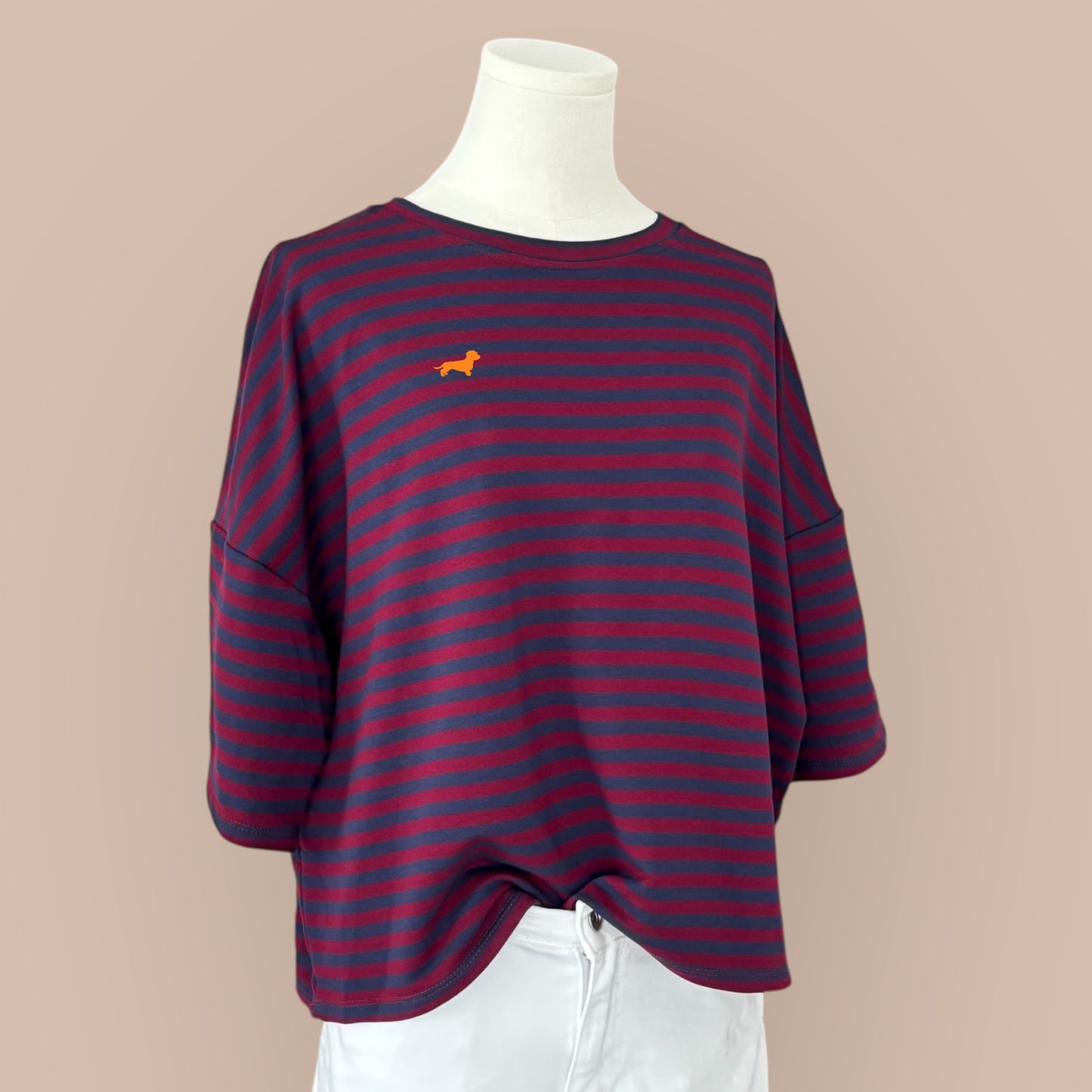 Sweatshirt gestreift mit Dackel in Wunschfarbe