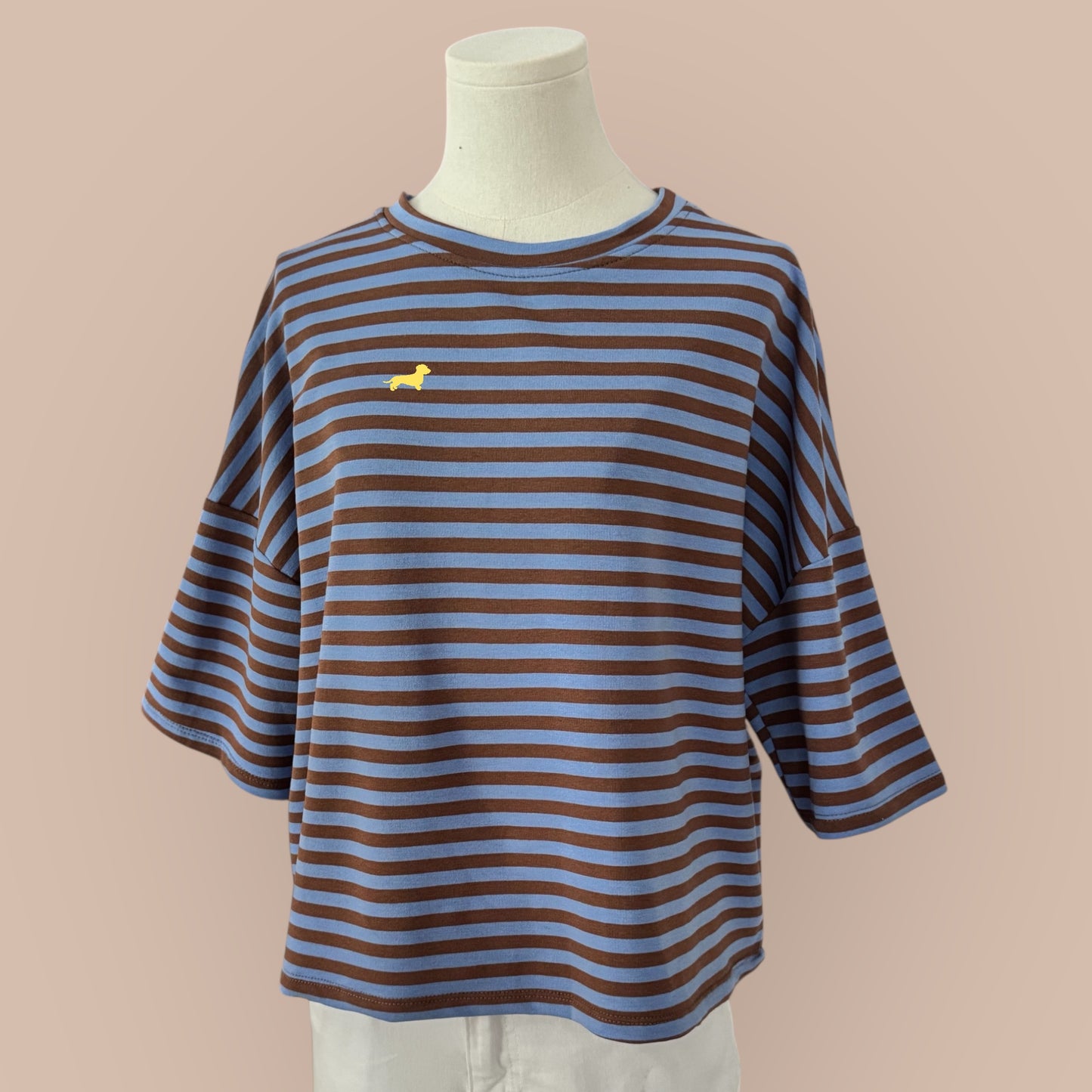 Sweatshirt gestreift mit Dackel in Wunschfarbe