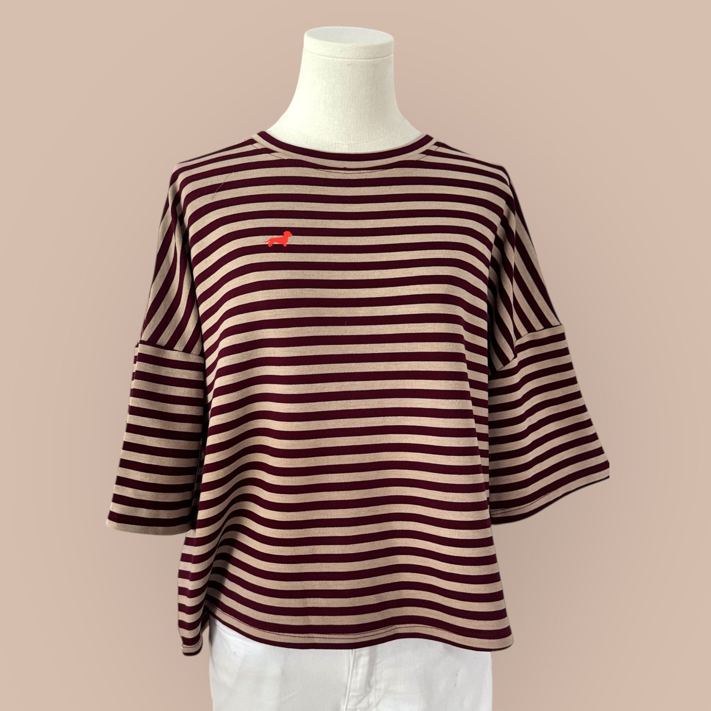 Sweatshirt gestreift mit Dackel in Wunschfarbe