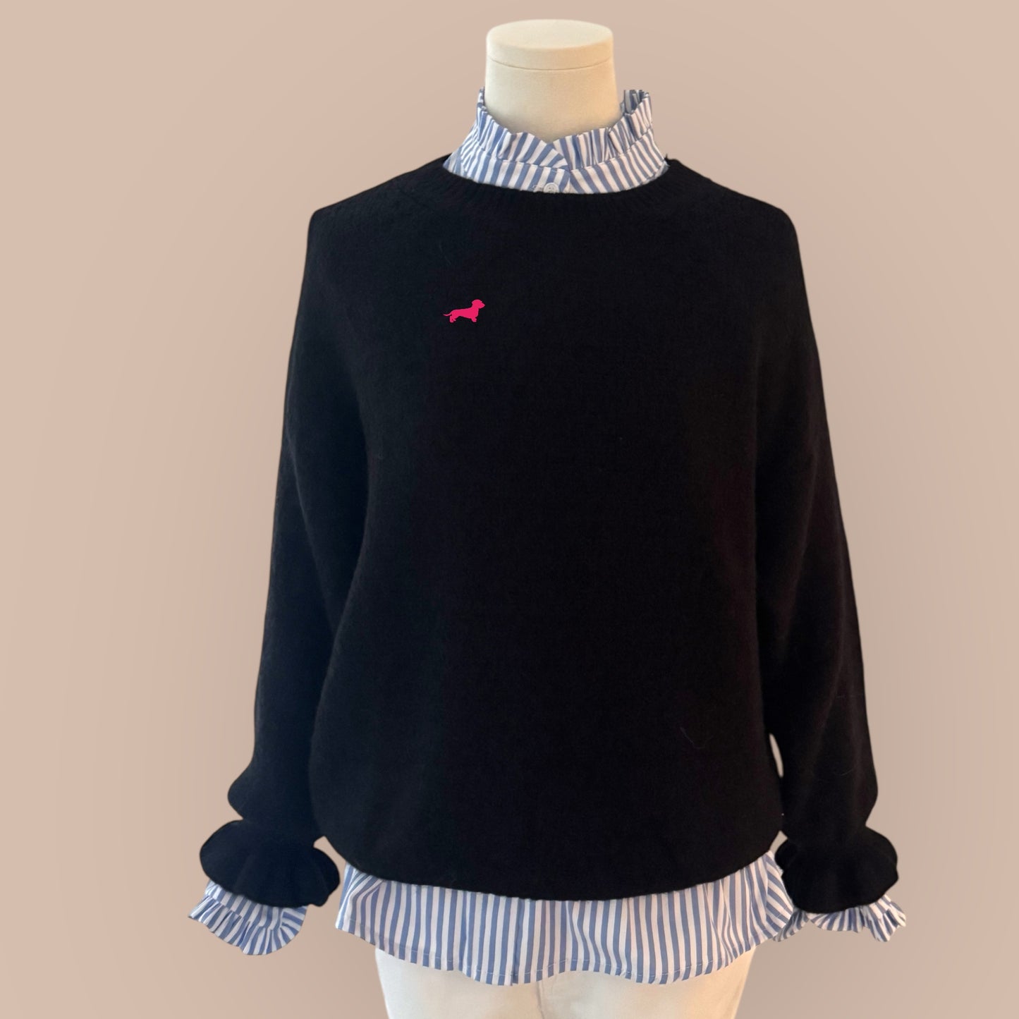 Alpaka-Pullover "Dackelliebe" mit Dackel in Wunschfarbe