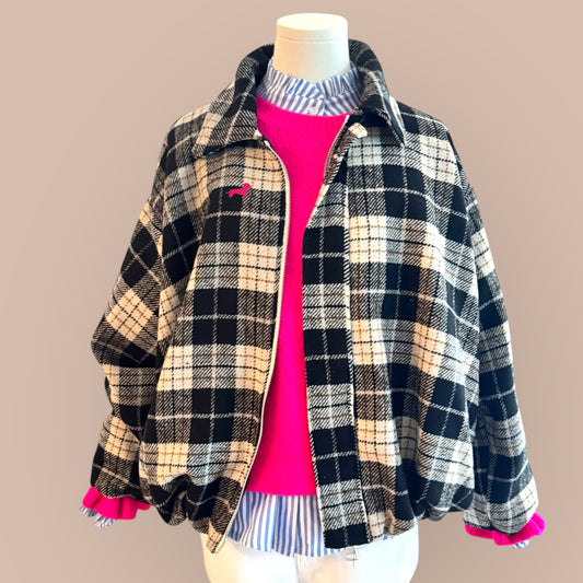 Blouson Jacke Karo mit Dackel in Wunschfarbe!