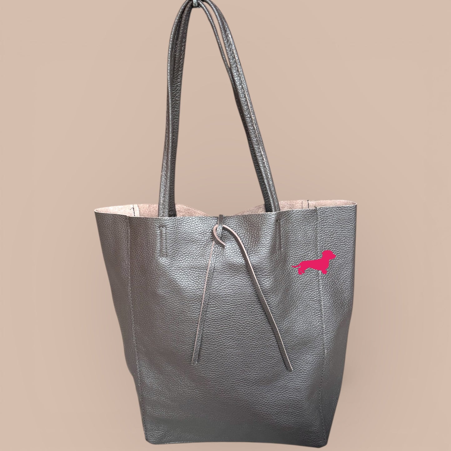 Leder Shopper mit Dackel in Wunschfarbe