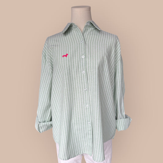Bluse Gestreift mit Dackel in Wunschfarbe