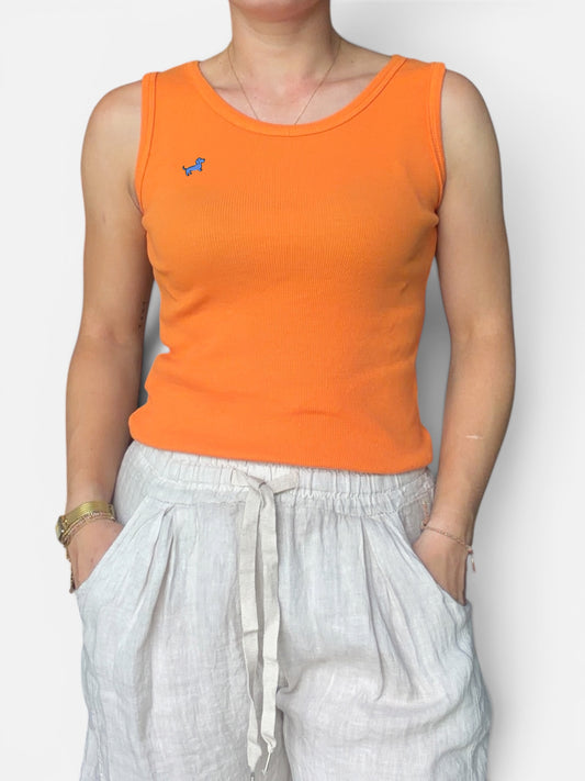 Rib Tanktop mit Dackel-Pin