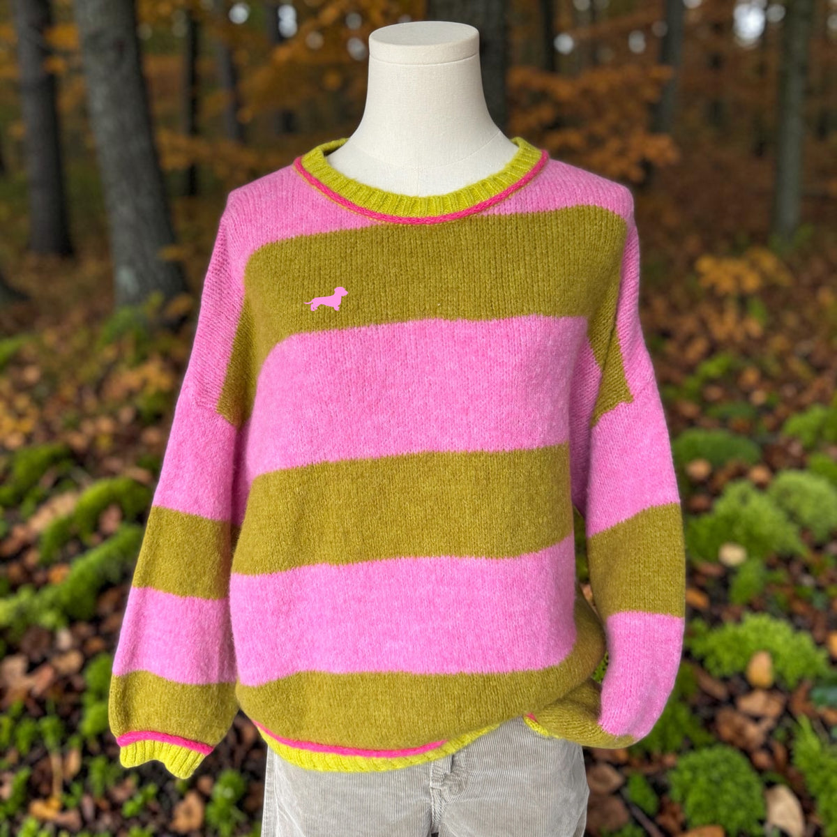 Blockstreifenpullover Lotta mit Dackelstick