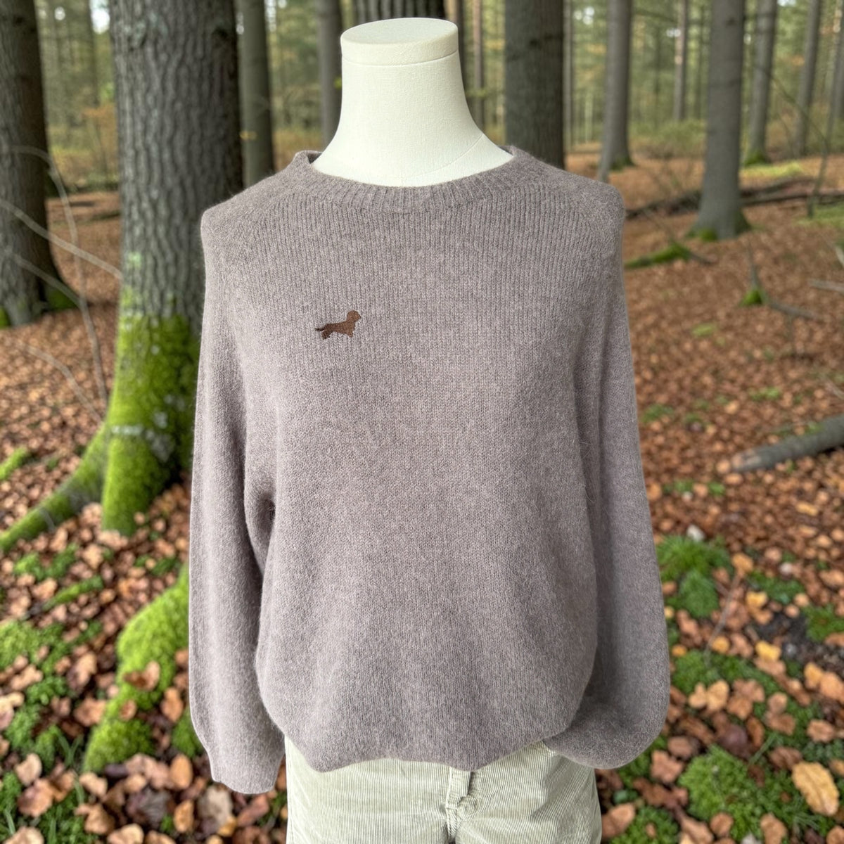 Alpaka-Strickpullover Ellie mit Dackelstick