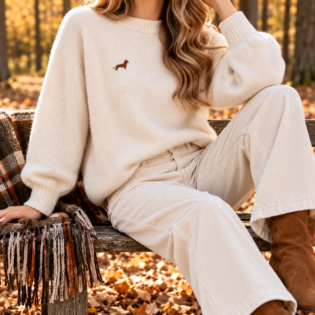 Alpaka-Strickpullover Ellie mit Dackelstick