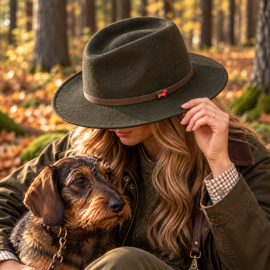 Outdoor-Filzhut mit Dackel-Pin