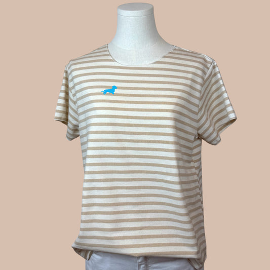 T-Shirt gestreift mit Dackel in Wunschfarbe