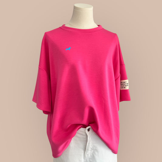 Sweater Kurzarm SuperSoft mit Dackel-Stick in Wunschfarbe