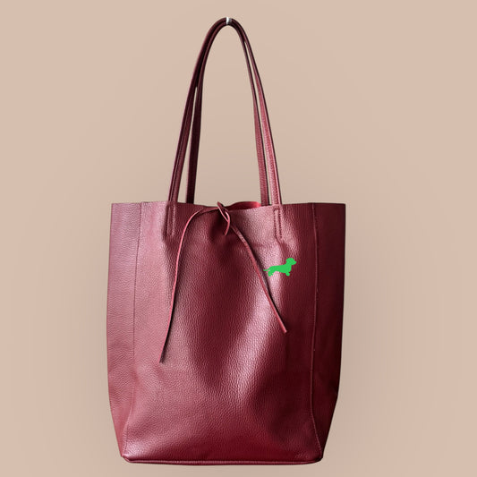 Leder Shopper mit Dackel in Wunschfarbe