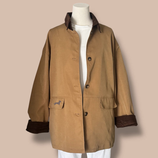 Damen Parka Jacke in Camel mit Dackel in Wunschfarbe