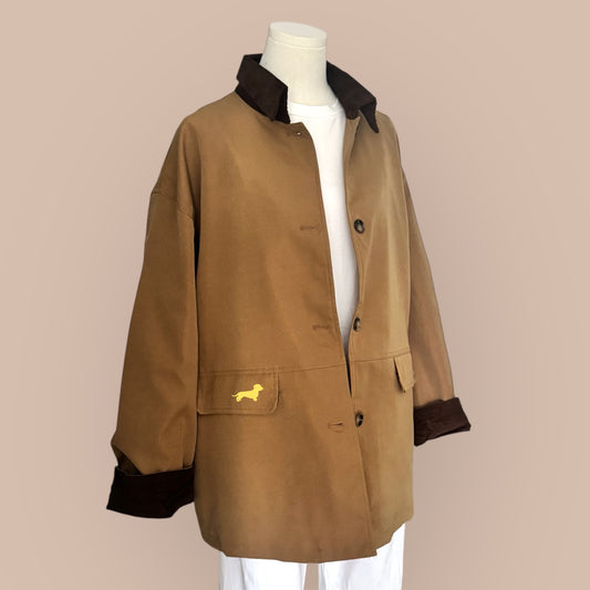 Damen Parka Jacke in Camel mit Dackel in Wunschfarbe