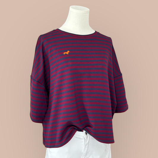 Sweatshirt gestreift mit Dackel in Wunschfarbe