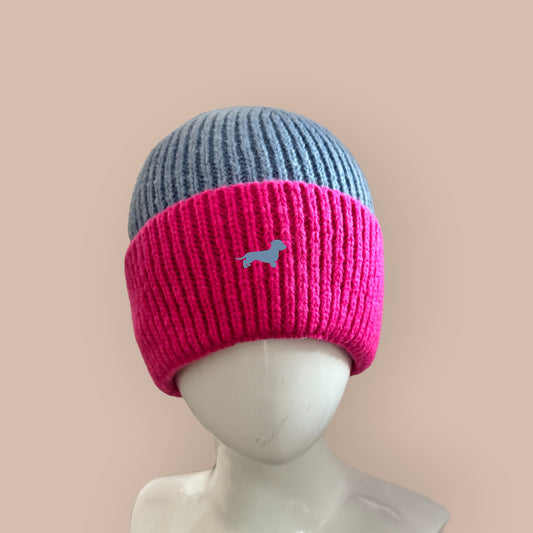 Two Tone Beanie mit Dackel in Wunschfarbe