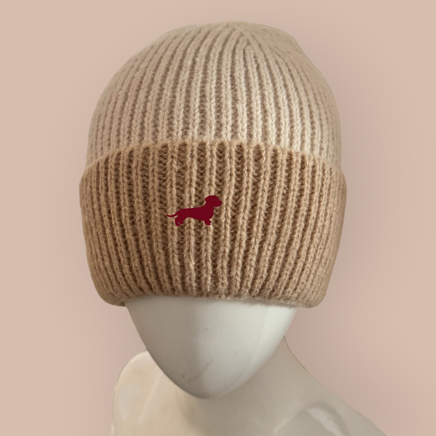 Two Tone Beanie mit Dackel in Wunschfarbe