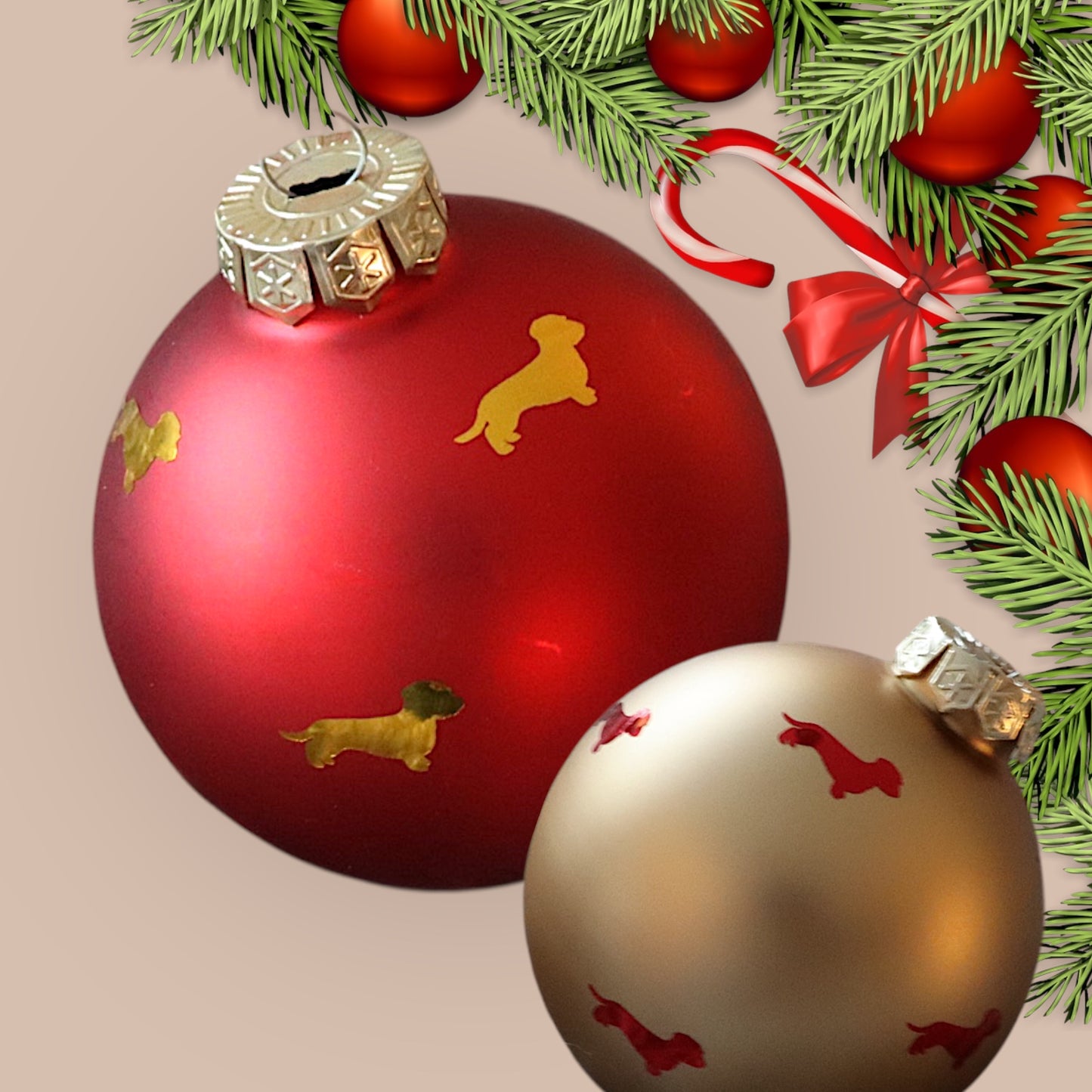 Weihnachts-Kugel mit Dackel in Wunschfarbe