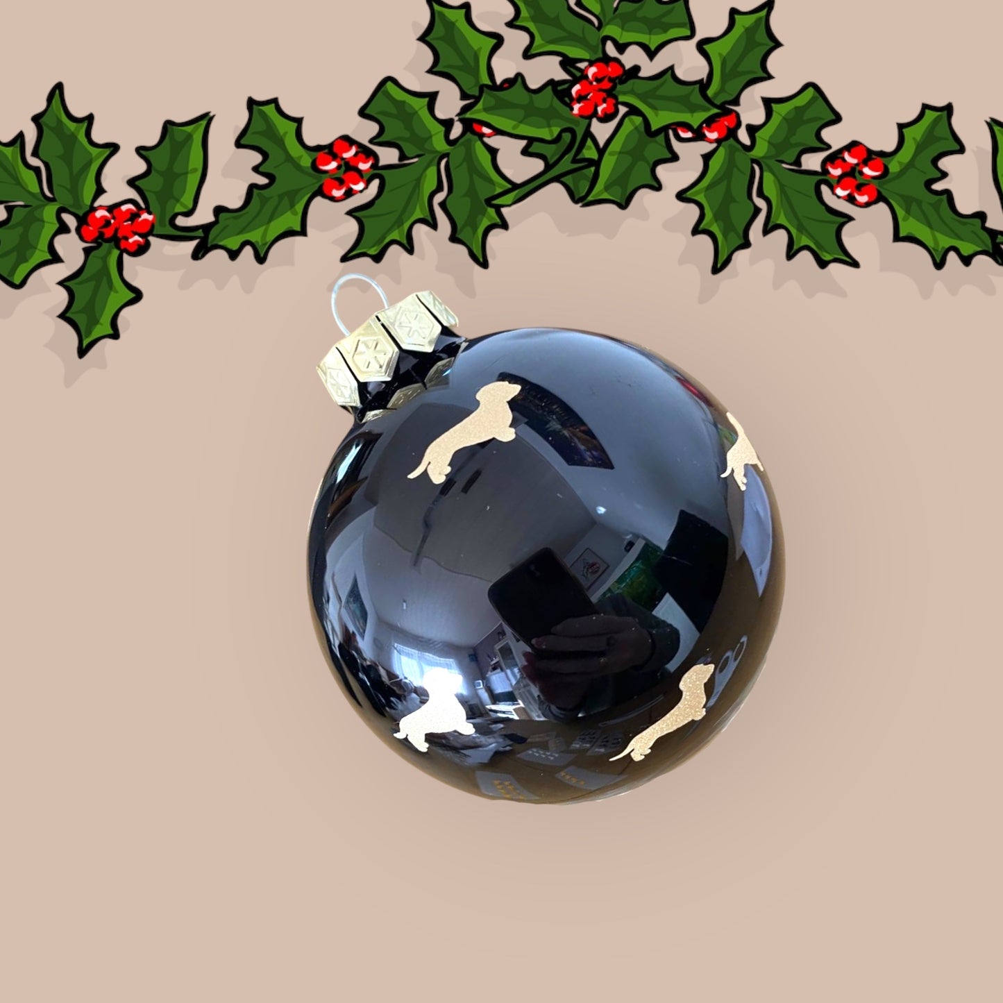 Weihnachts-Kugel mit Dackel in Wunschfarbe