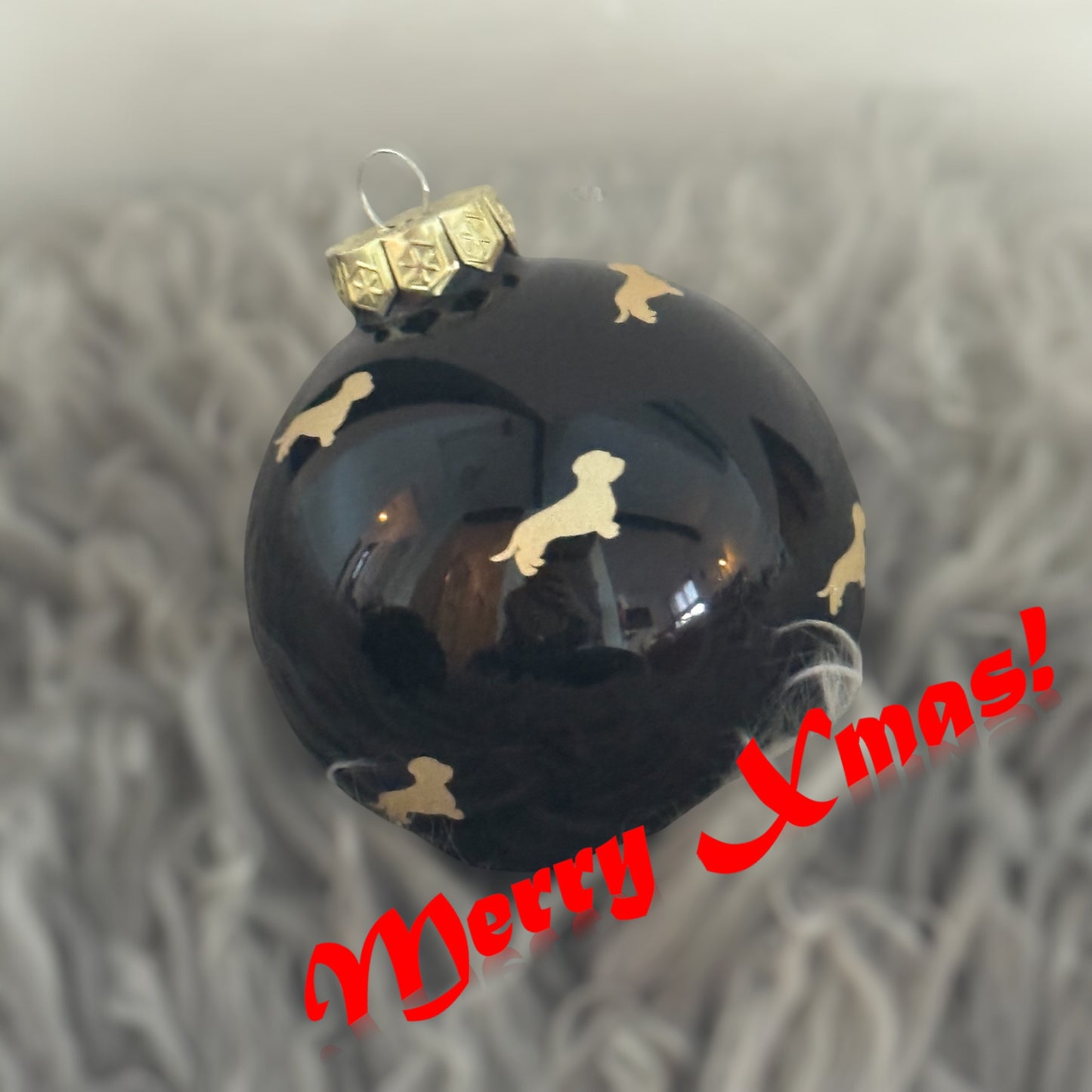 Weihnachts-Kugel mit Dackel in Wunschfarbe