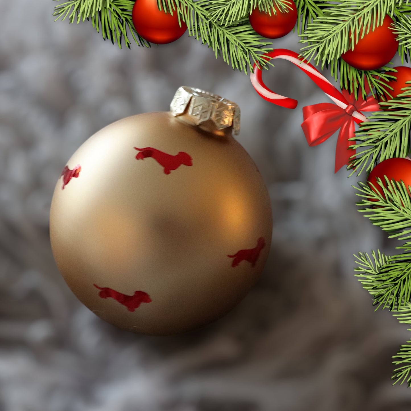 Weihnachts-Kugel mit Dackel in Wunschfarbe