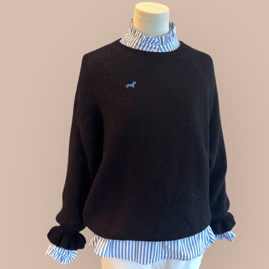 Alpaka-Pullover "Dackelliebe" mit Dackel in Wunschfarbe