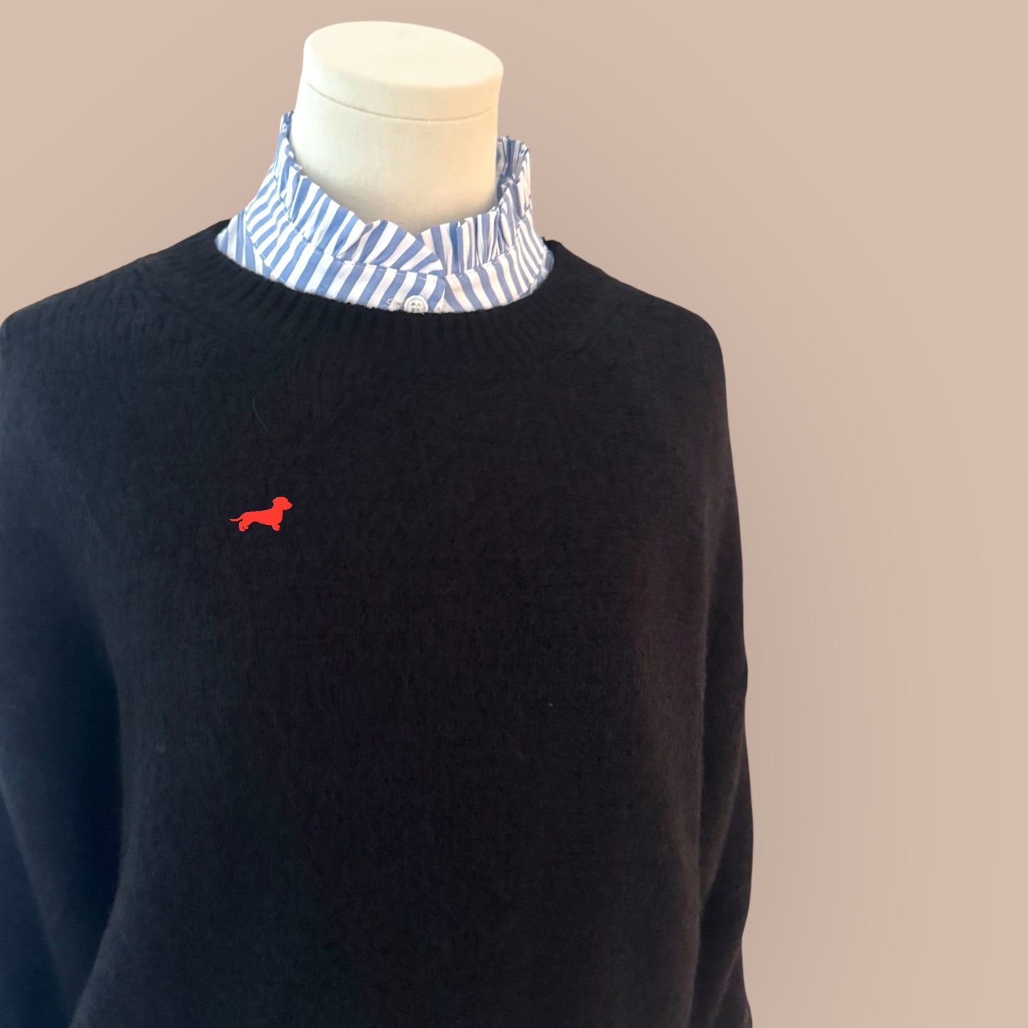 Alpaka-Pullover "Dackelliebe" mit Dackel in Wunschfarbe