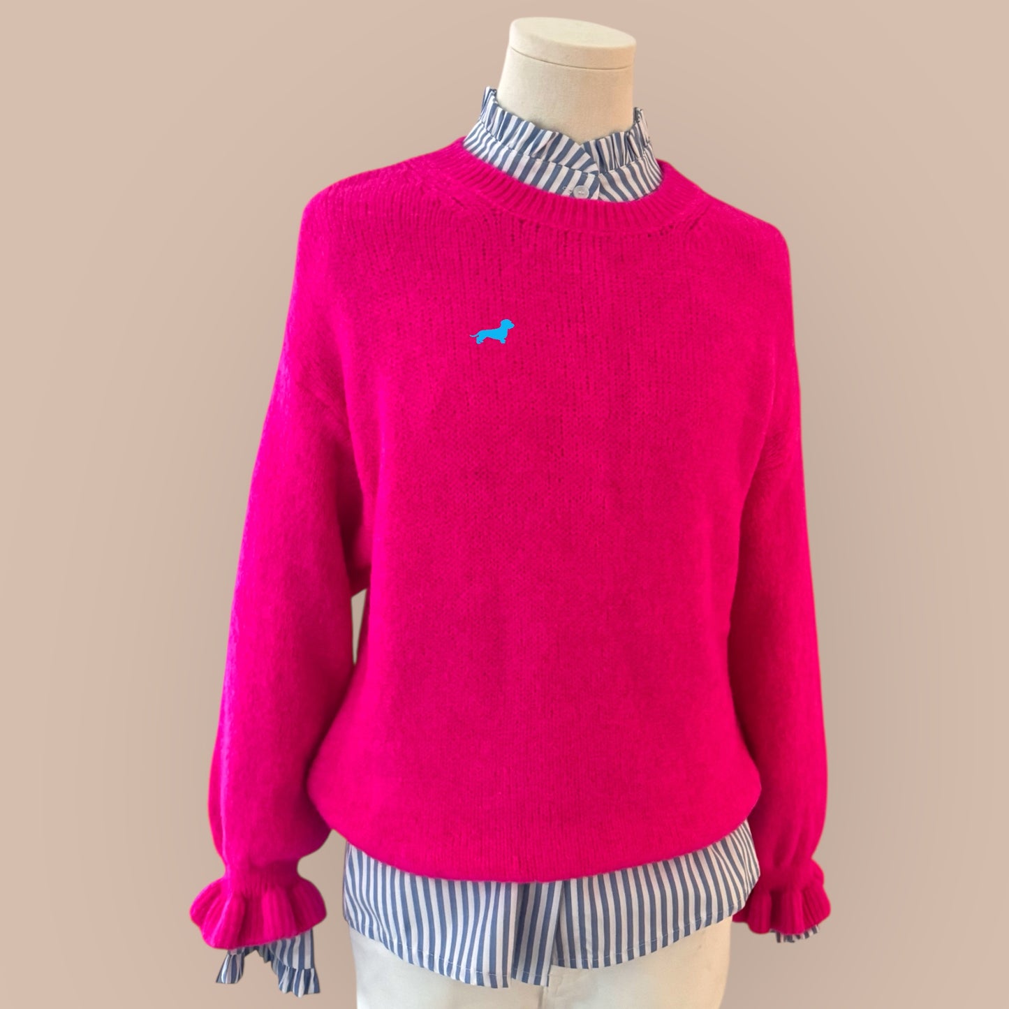 Alpaka-Pullover "Dackelliebe" mit Dackel in Wunschfarbe