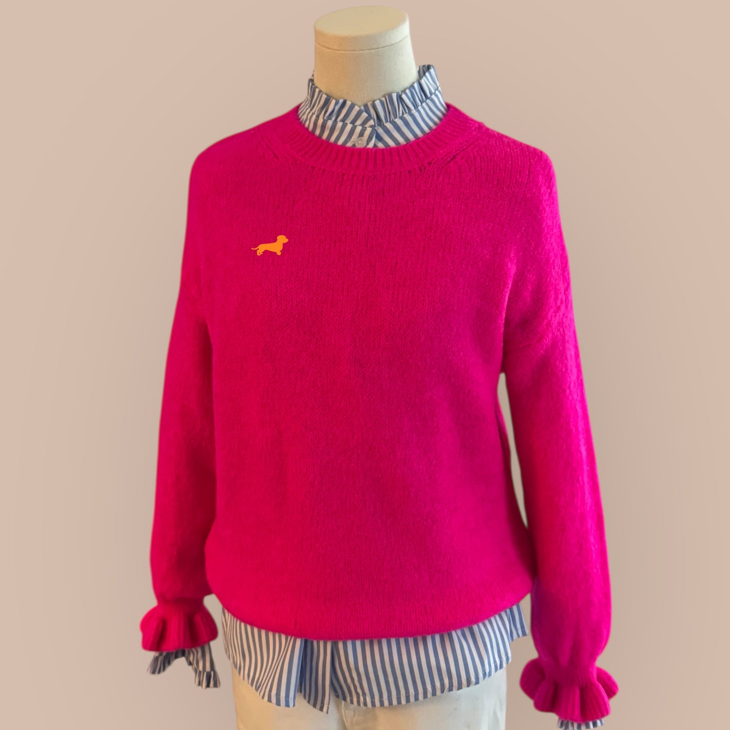 Alpaka-Pullover "Dackelliebe" mit Dackel in Wunschfarbe