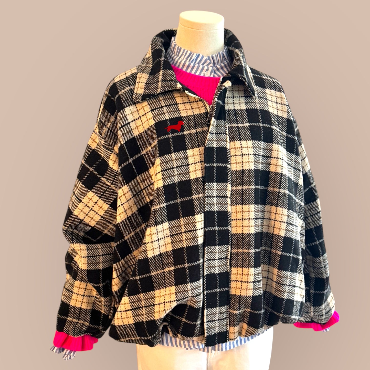 Blouson Jacke "Karo" mit Dackel in Wunschfarbe!