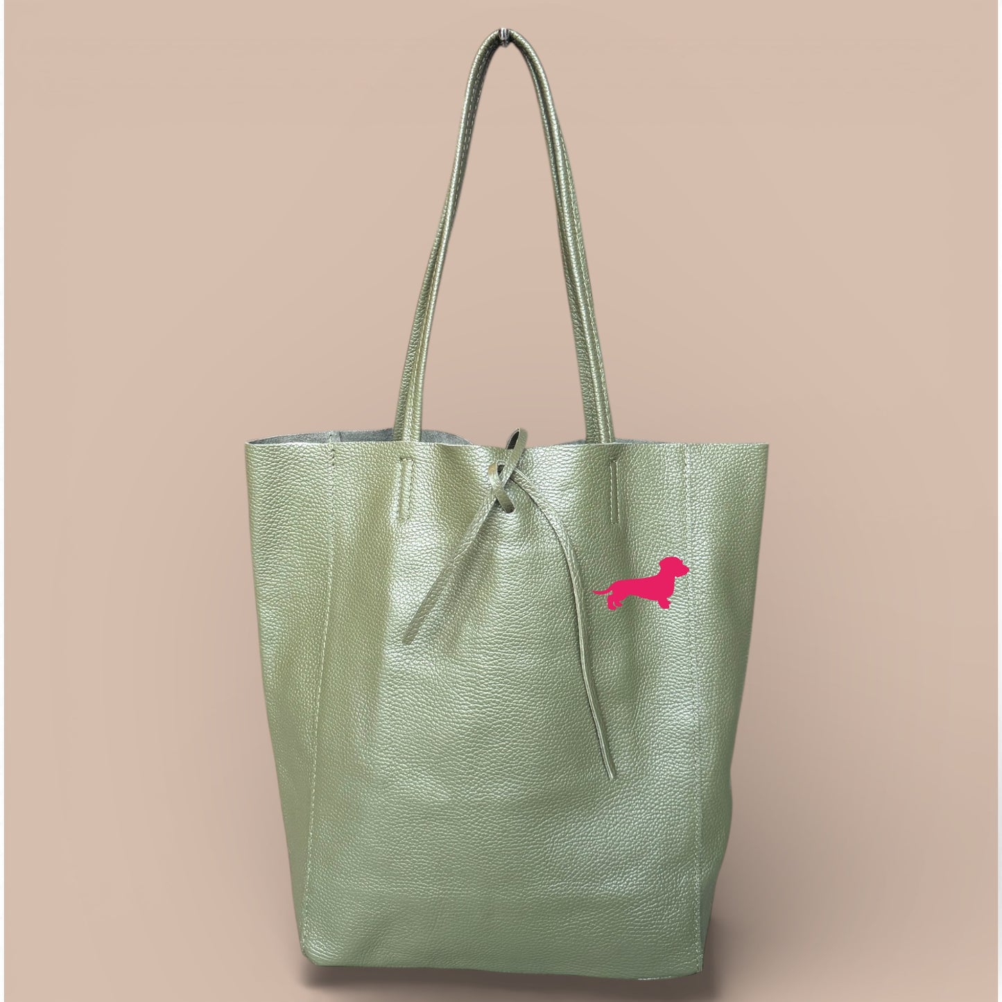 Leder Shopper mit Dackel in Wunschfarbe