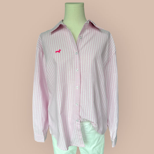 Bluse Gestreift mit Dackel in Wunschfarbe