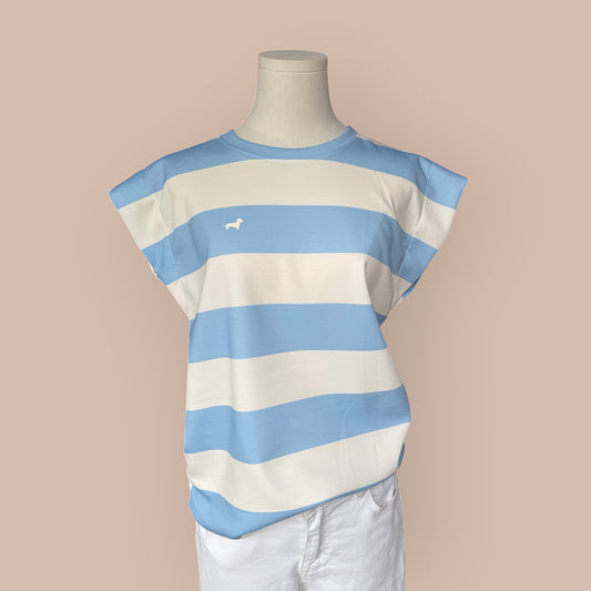Streifen T-Shirt mit Dackel in Wunschfarbe